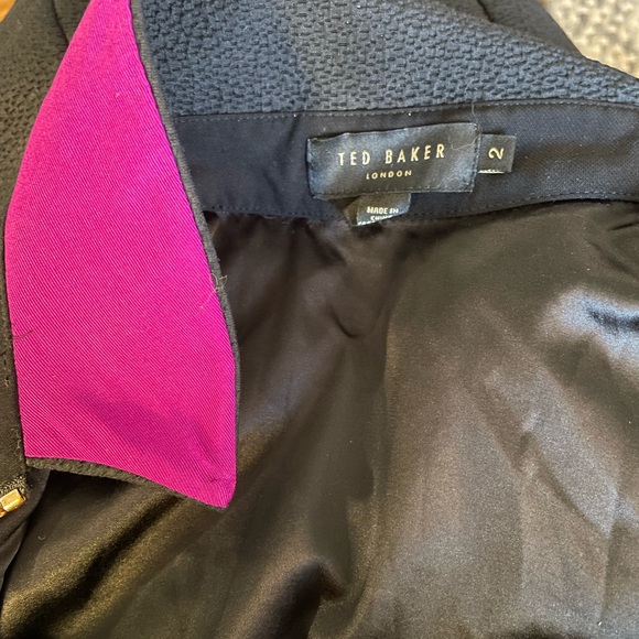 Ted Baker black collared balloon mini dress with rose gold full zipper - Picture 8 of 9